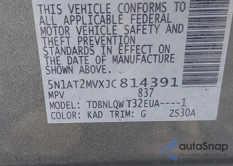 2018 Nissan Rogue Sv from USA, damaged, VIN 5N1AT2MVXJC814391